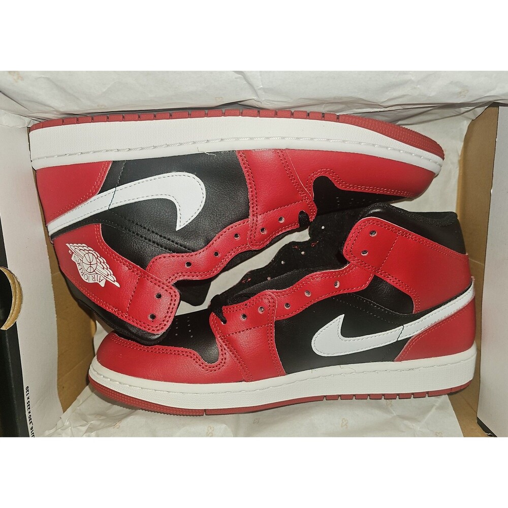 Nike Air Jordan 1 Mid Sneaker Black White Red Shoes Men's 10 DQ8426-061 11.5W